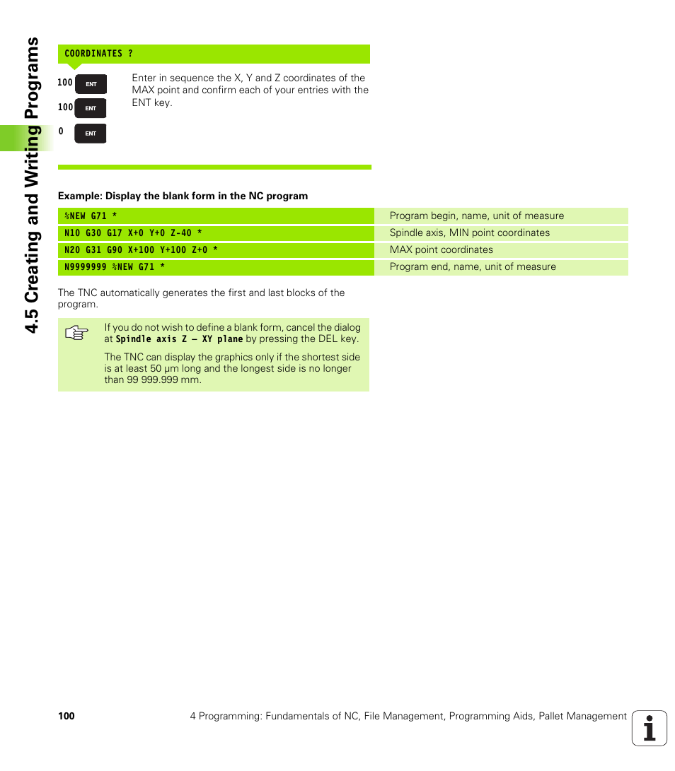 5 cr eating and w riting pr ogr ams | HEIDENHAIN iTNC 530 (340 422) ISO programming User Manual | Page 100 / 559