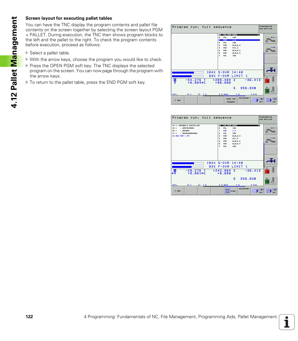 12 p a llet manag e ment | HEIDENHAIN iTNC 530 (340 422) ISO programming User Manual | Page 122 / 559