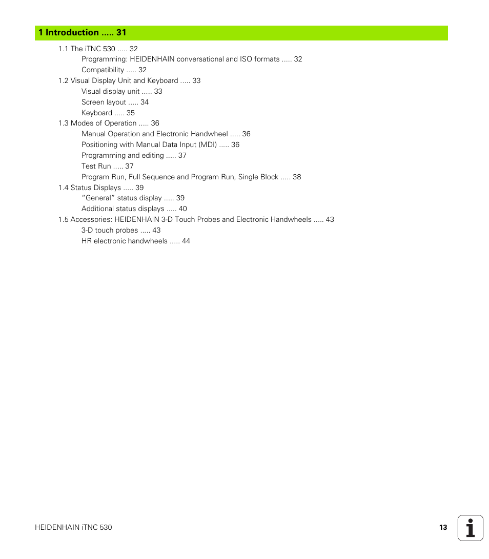 Introduction | HEIDENHAIN iTNC 530 (340 422) ISO programming User Manual | Page 13 / 559