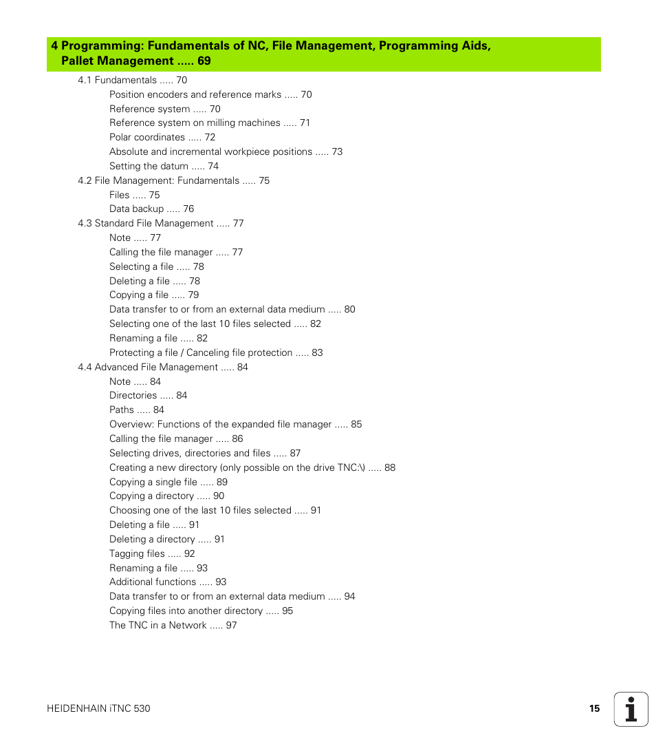 HEIDENHAIN iTNC 530 (340 422) ISO programming User Manual | Page 15 / 559