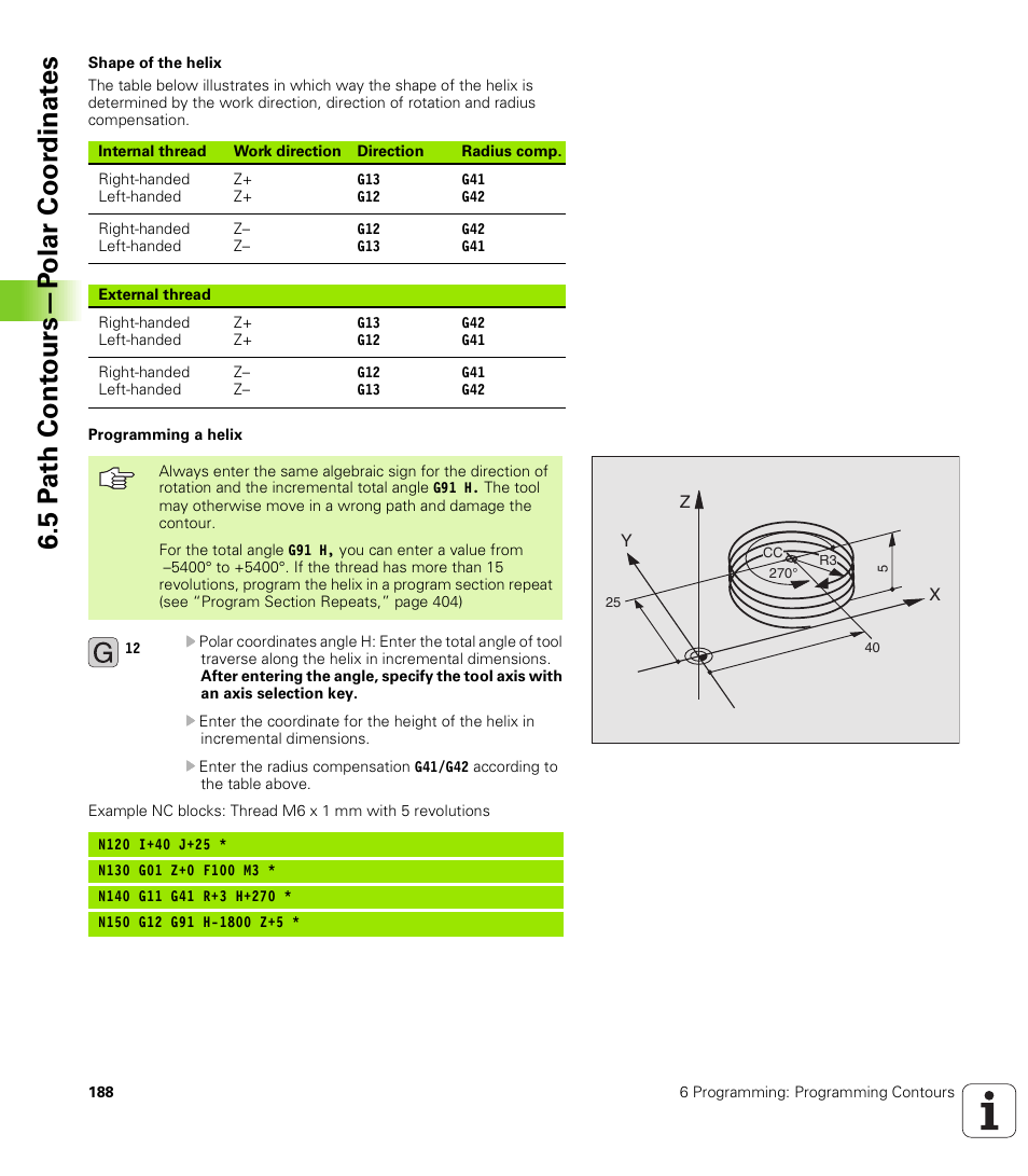 5 p a th co nt o u rs —p olar co or d inat e s | HEIDENHAIN iTNC 530 (340 422) ISO programming User Manual | Page 188 / 559