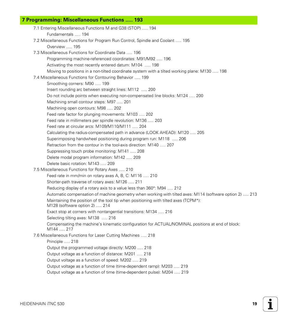 Programming: miscellaneous functions | HEIDENHAIN iTNC 530 (340 422) ISO programming User Manual | Page 19 / 559