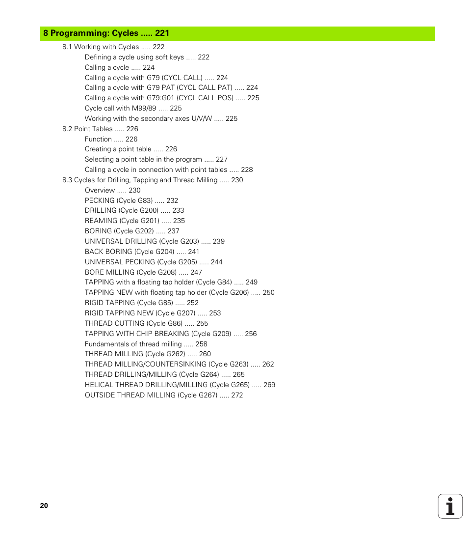 Programming: cycles | HEIDENHAIN iTNC 530 (340 422) ISO programming User Manual | Page 20 / 559
