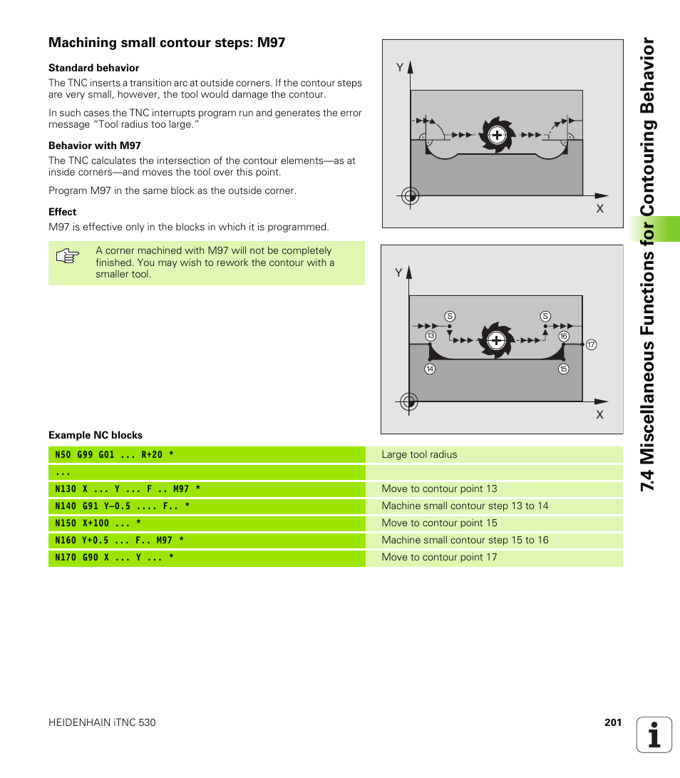 Machining small contour steps: m97 | HEIDENHAIN iTNC 530 (340 422) ISO programming User Manual | Page 201 / 559