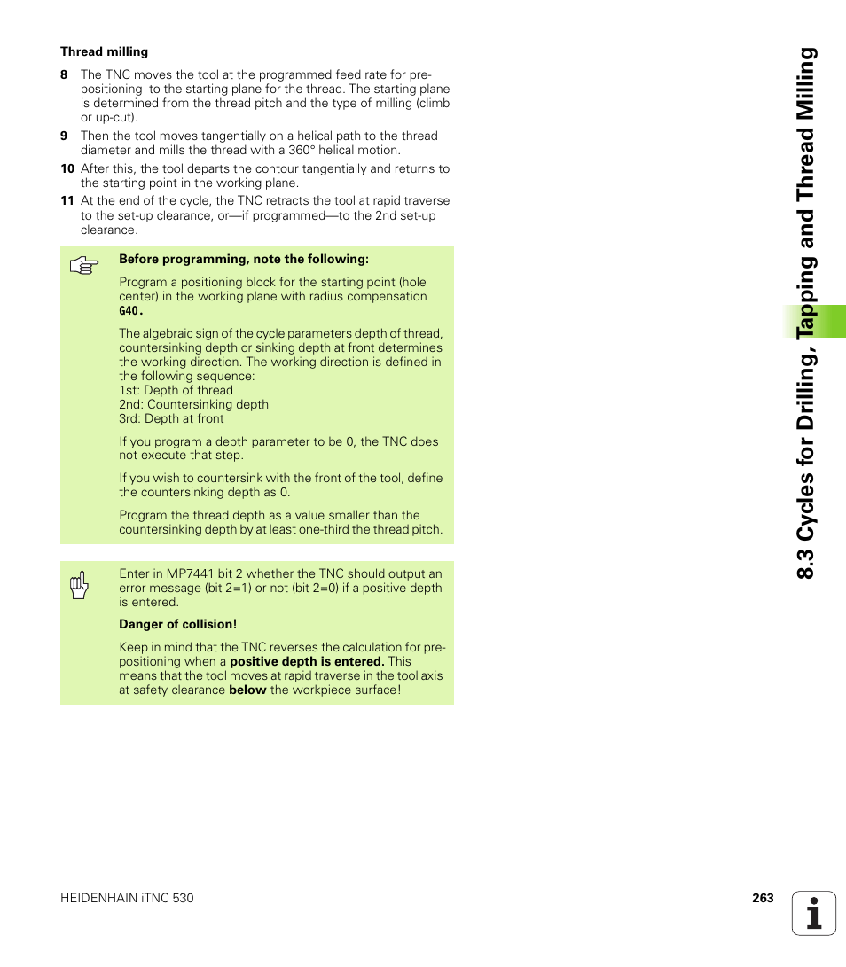 HEIDENHAIN iTNC 530 (340 422) ISO programming User Manual | Page 263 / 559