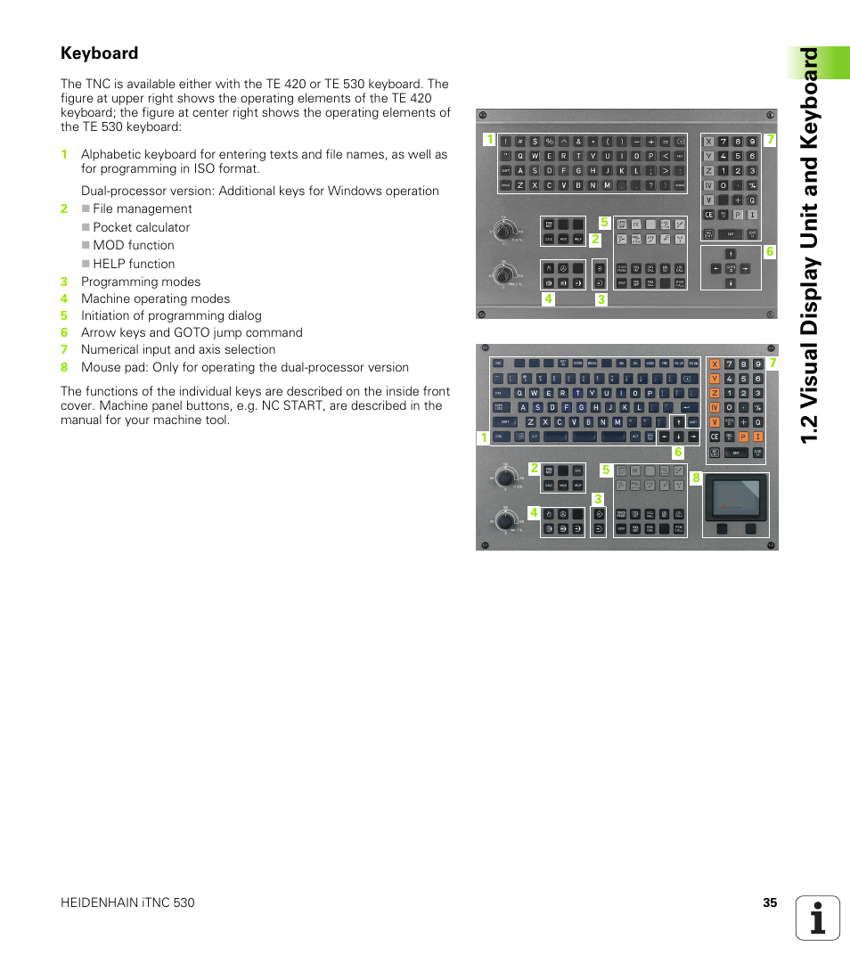 Keyboard | HEIDENHAIN iTNC 530 (340 422) ISO programming User Manual | Page 35 / 559