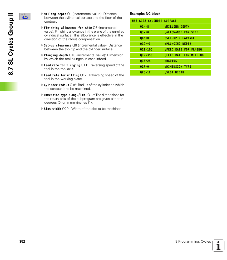 7 sl cy cles g roup ii | HEIDENHAIN iTNC 530 (340 422) ISO programming User Manual | Page 352 / 559