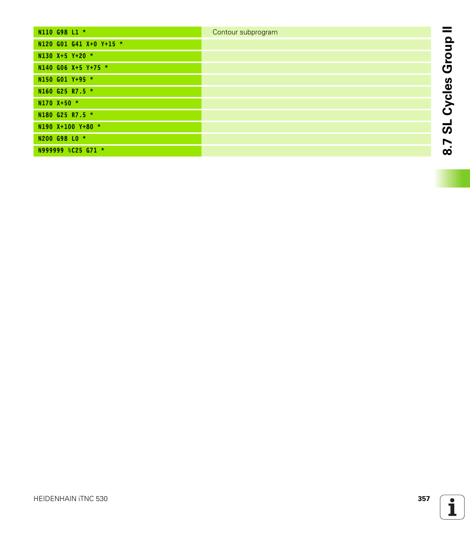 7 sl cy cles g roup ii | HEIDENHAIN iTNC 530 (340 422) ISO programming User Manual | Page 357 / 559