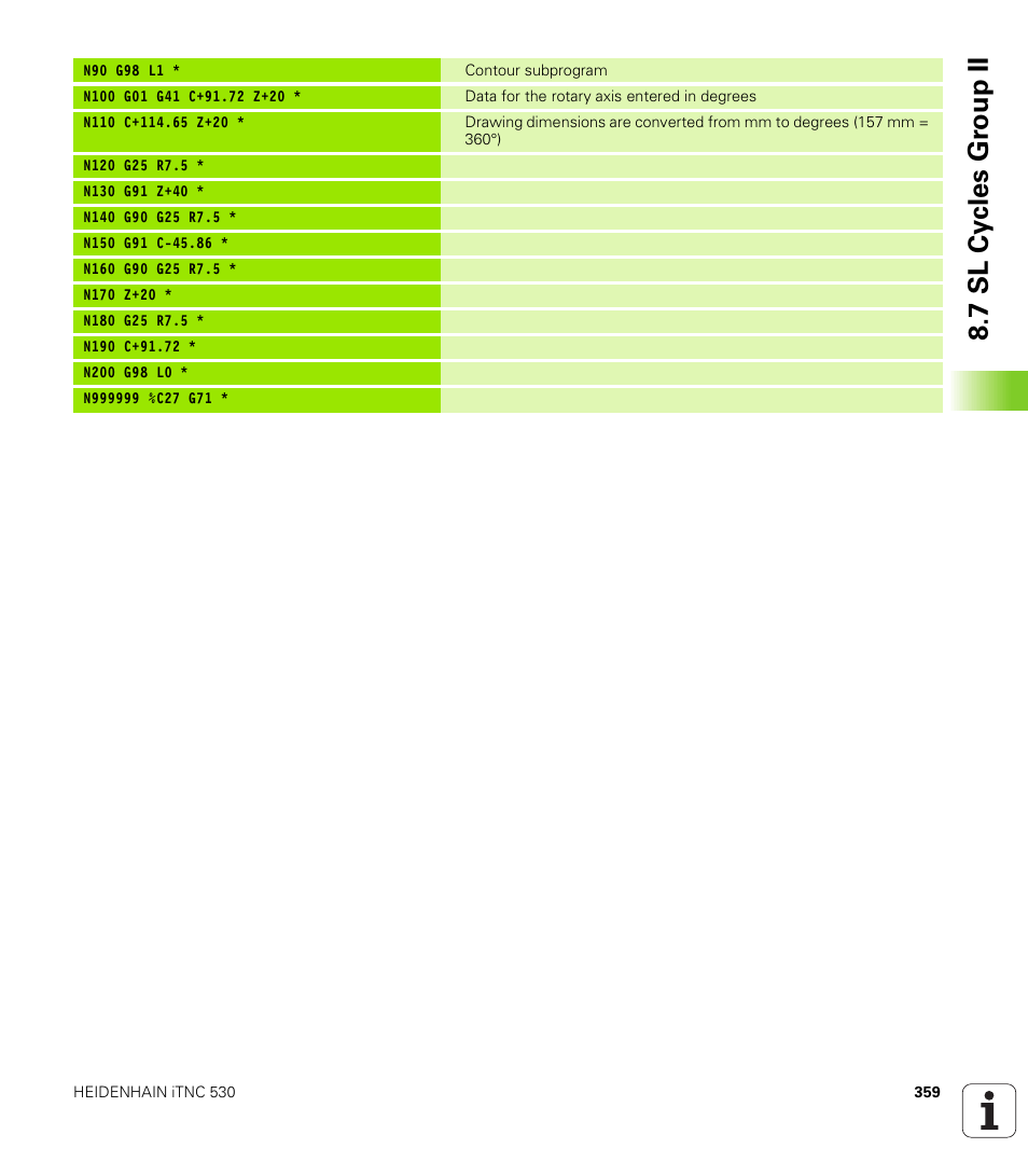 7 sl cy cles g roup ii | HEIDENHAIN iTNC 530 (340 422) ISO programming User Manual | Page 359 / 559