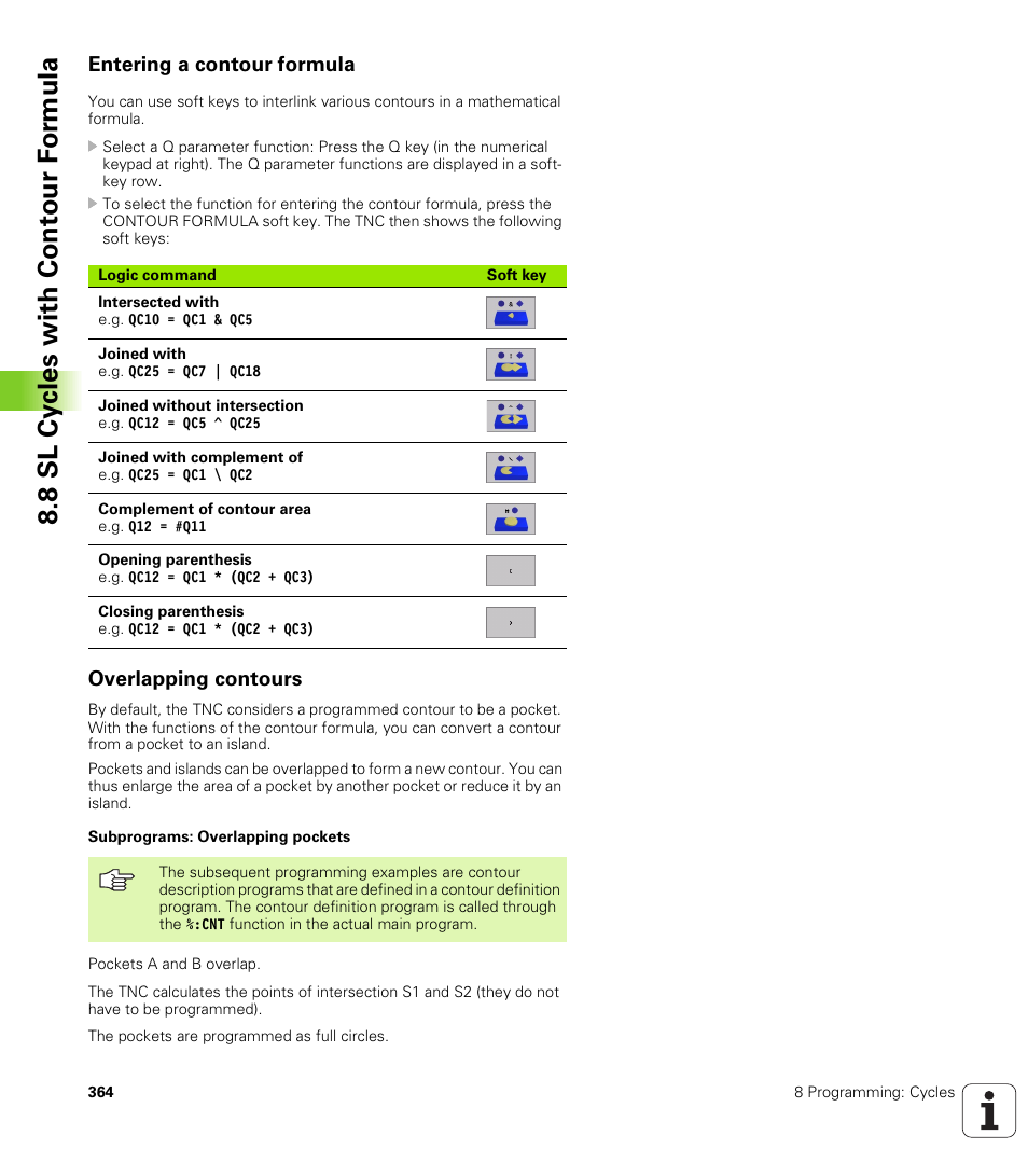 Entering a contour formula, Overlapping contours | HEIDENHAIN iTNC 530 (340 422) ISO programming User Manual | Page 364 / 559