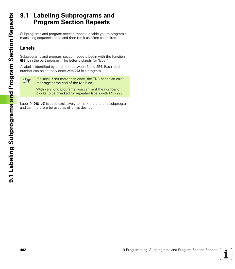 1 labeling subprograms and program section repeats, Labels | HEIDENHAIN iTNC 530 (340 422) ISO programming User Manual | Page 402 / 559