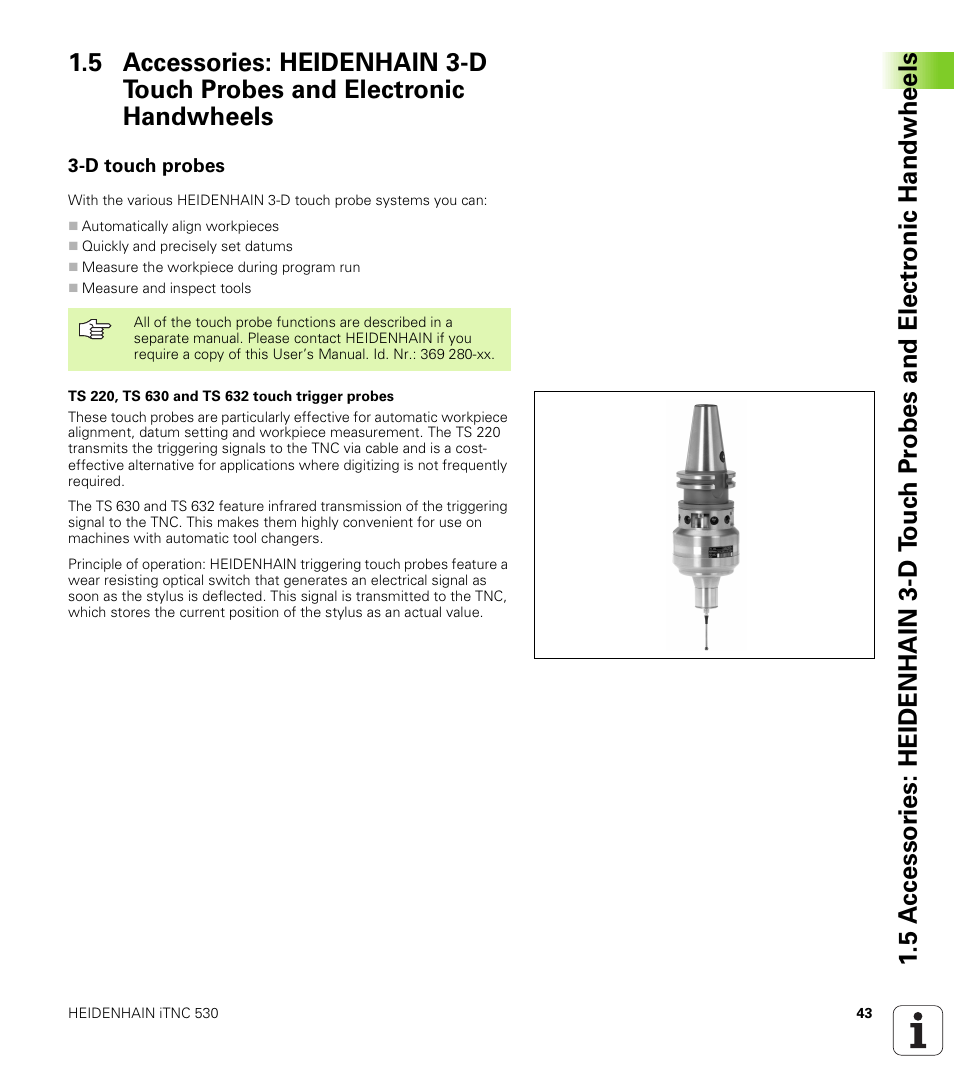D touch probes | HEIDENHAIN iTNC 530 (340 422) ISO programming User Manual | Page 43 / 559