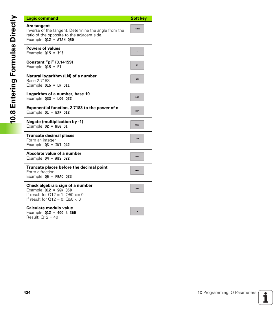 10 .8 e n te ri ng f o rm u las d ir e ctly | HEIDENHAIN iTNC 530 (340 422) ISO programming User Manual | Page 434 / 559