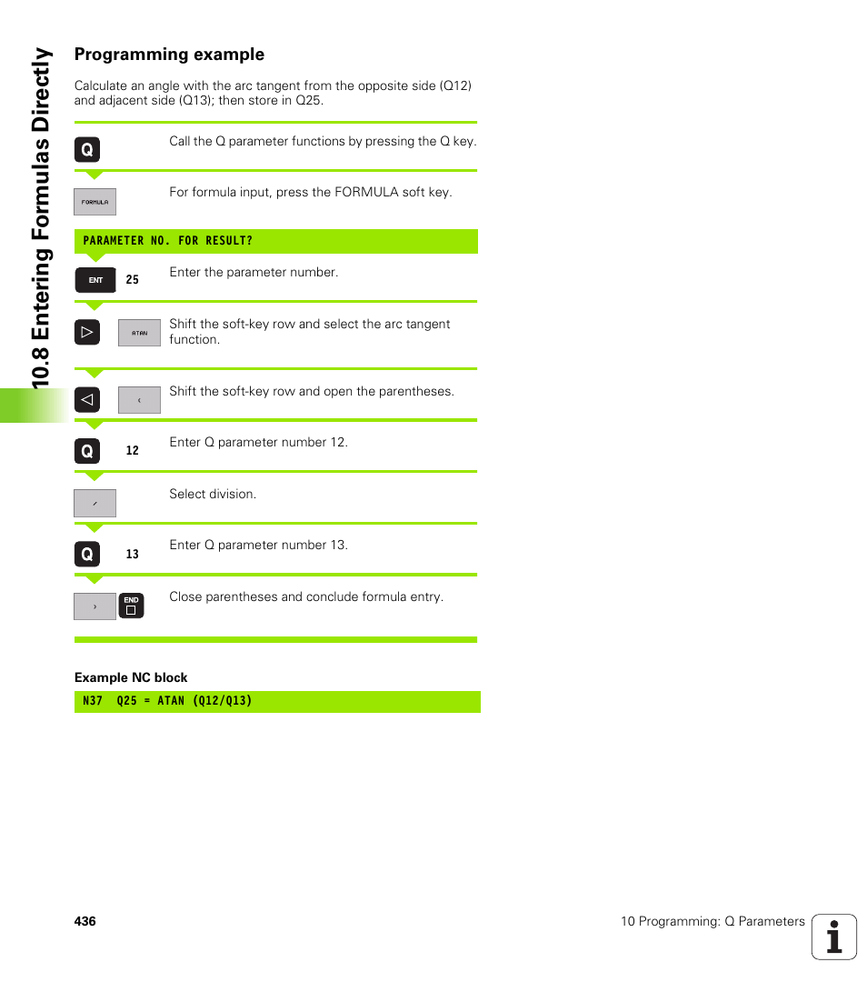 Programming example, 10 .8 e n te ri ng f o rm u las d ir e ctly | HEIDENHAIN iTNC 530 (340 422) ISO programming User Manual | Page 436 / 559
