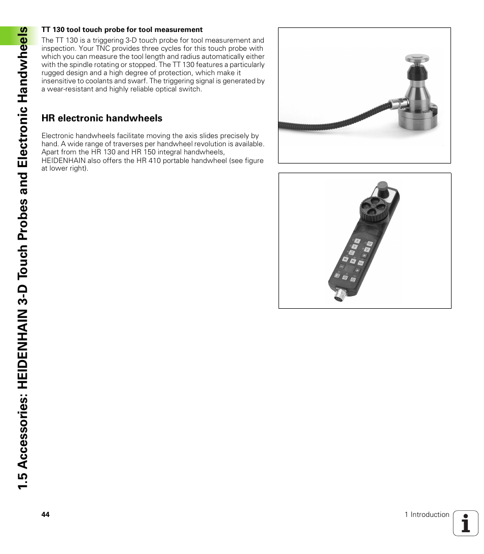 Hr electronic handwheels | HEIDENHAIN iTNC 530 (340 422) ISO programming User Manual | Page 44 / 559