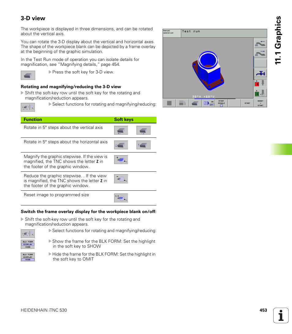 D view, 1 gr aph ics | HEIDENHAIN iTNC 530 (340 422) ISO programming User Manual | Page 453 / 559