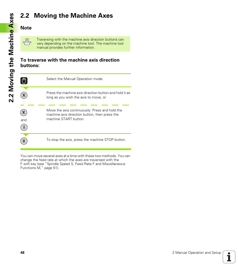 2 moving the machine axes, Note | HEIDENHAIN iTNC 530 (340 422) ISO programming User Manual | Page 48 / 559