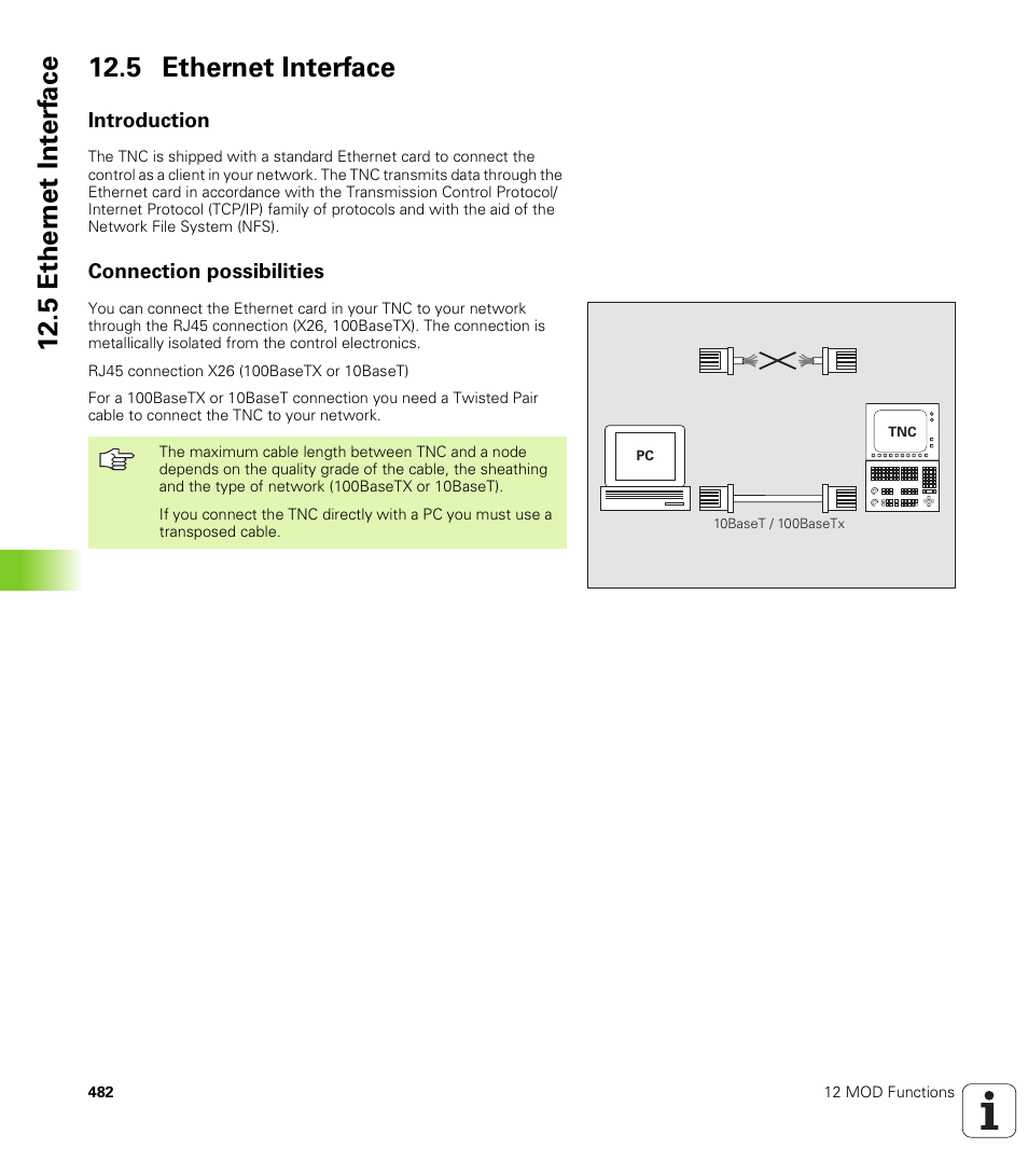 5 ethernet interface, Introduction, Connection possibilities | 5 eth e rn et int e rf ace 12.5 ethernet interface | HEIDENHAIN iTNC 530 (340 422) ISO programming User Manual | Page 482 / 559