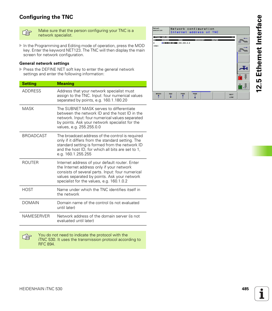 Configuring the tnc, 5 eth e rn et int e rf ace | HEIDENHAIN iTNC 530 (340 422) ISO programming User Manual | Page 485 / 559