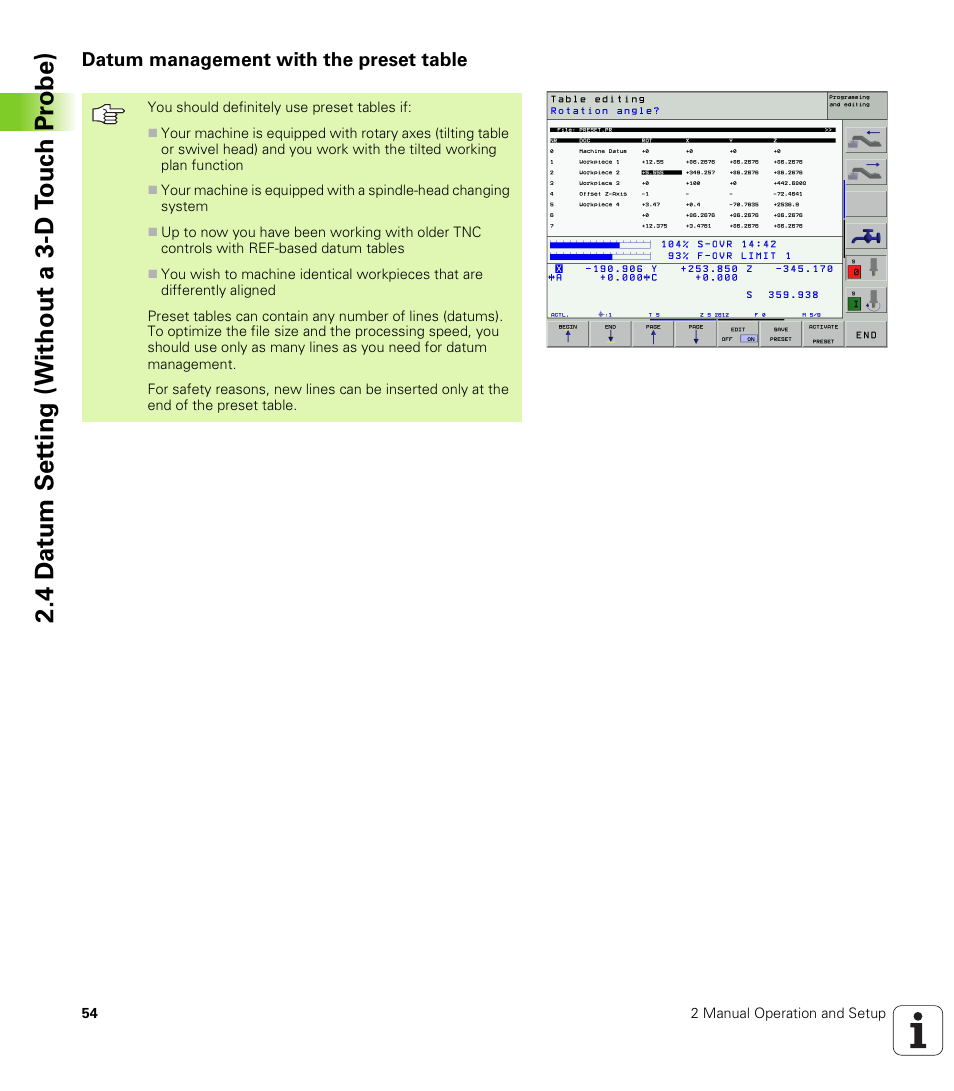 Datum management with the preset table | HEIDENHAIN iTNC 530 (340 422) ISO programming User Manual | Page 54 / 559