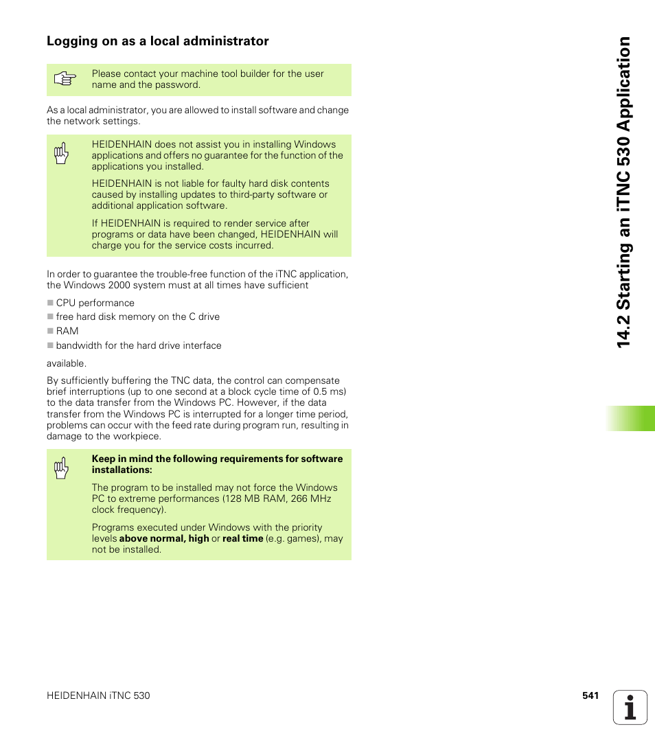 Logging on as a local administrator | HEIDENHAIN iTNC 530 (340 422) ISO programming User Manual | Page 541 / 559
