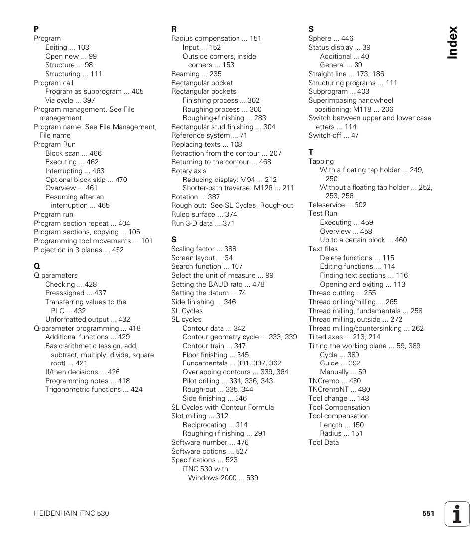 HEIDENHAIN iTNC 530 (340 422) ISO programming User Manual | Page 551 / 559