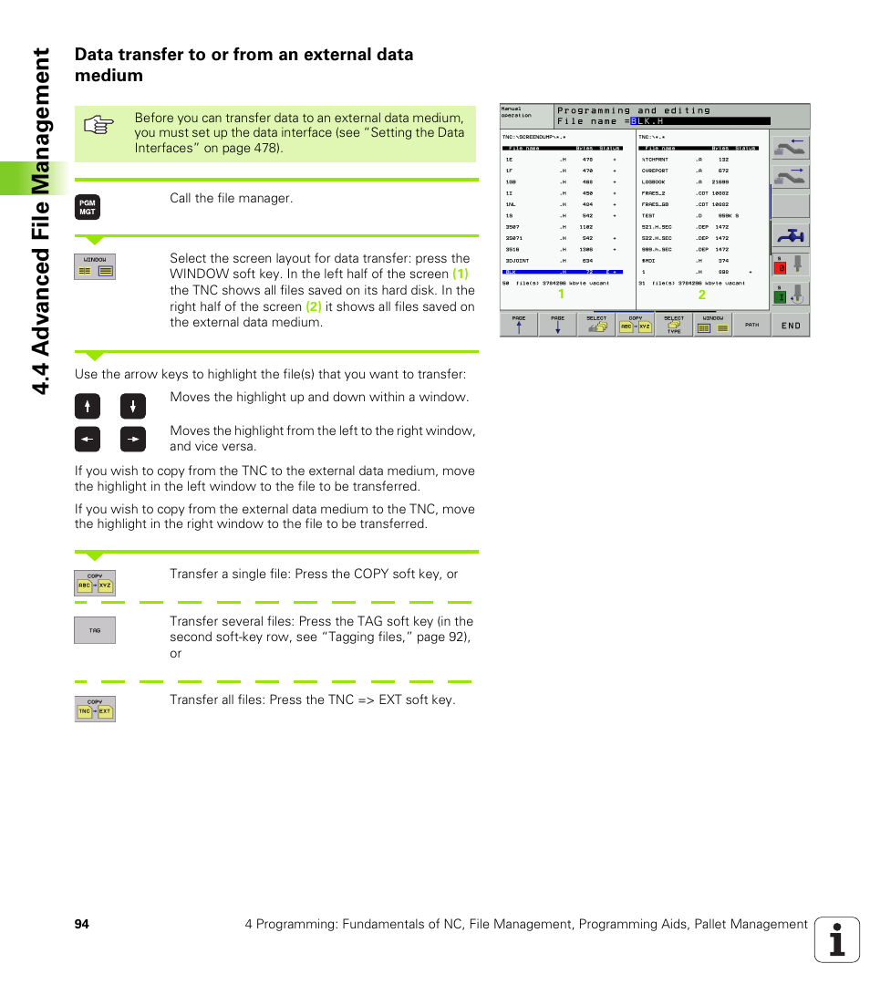 Data transfer to or from an external data medium | HEIDENHAIN iTNC 530 (340 422) ISO programming User Manual | Page 94 / 559
