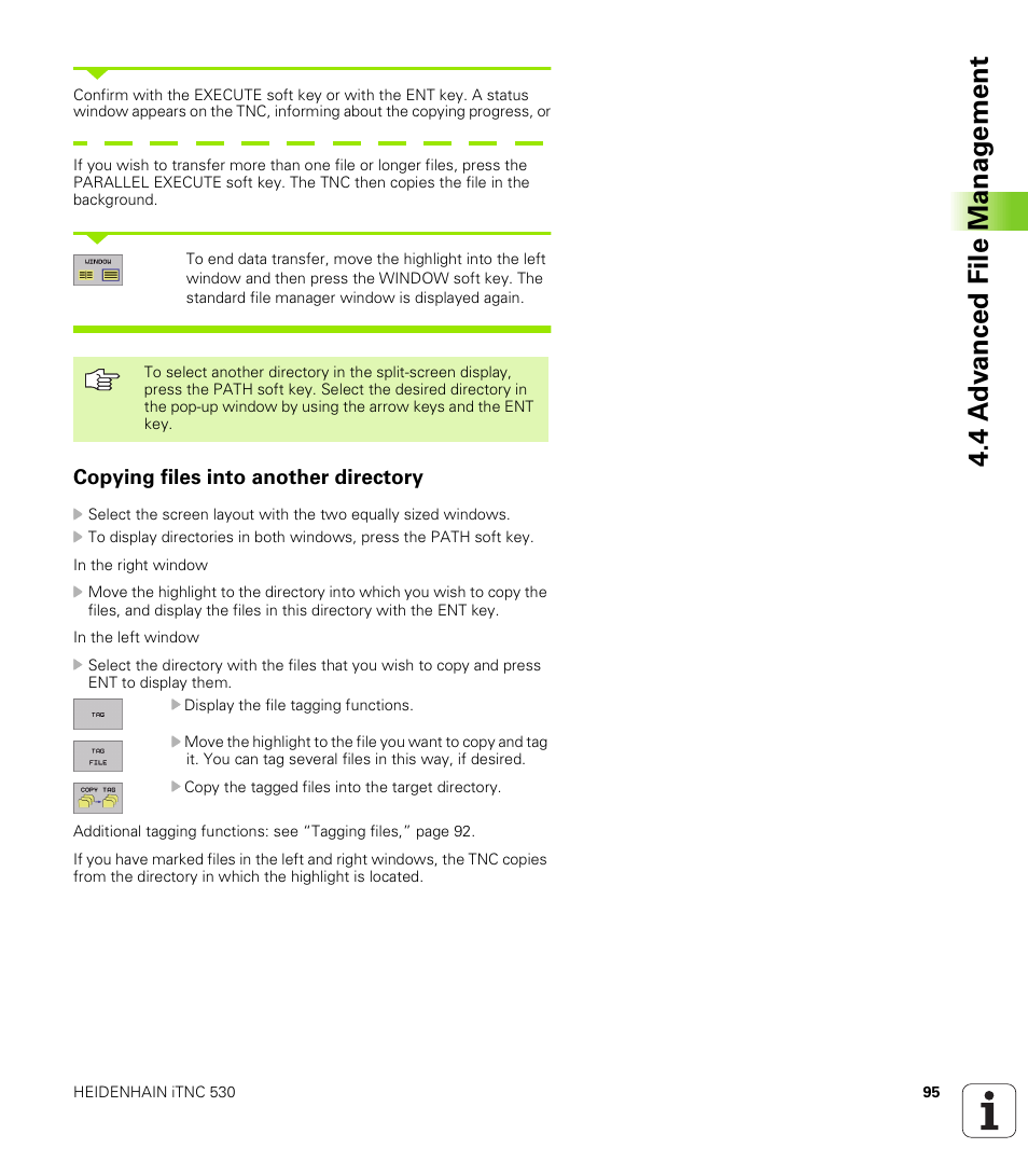 Copying files into another directory | HEIDENHAIN iTNC 530 (340 422) ISO programming User Manual | Page 95 / 559