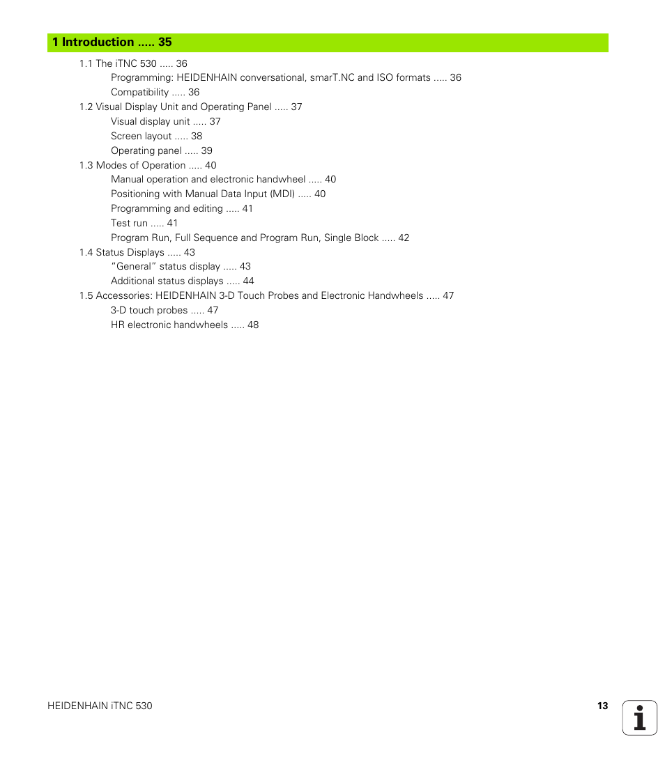 1 introduction, Introduction | HEIDENHAIN iTNC 530 (340 49x-01) User Manual | Page 13 / 653