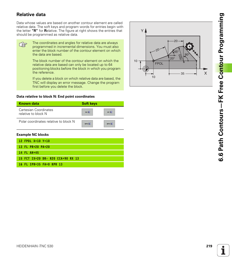 Relative data | HEIDENHAIN iTNC 530 (340 49x-01) User Manual | Page 219 / 653