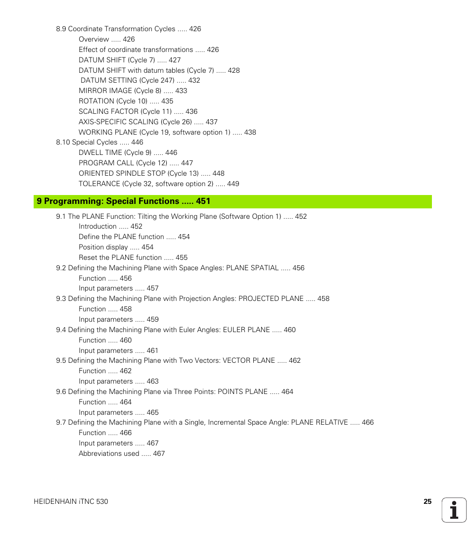 9 programming: special functions, Programming: special functions | HEIDENHAIN iTNC 530 (340 49x-01) User Manual | Page 25 / 653