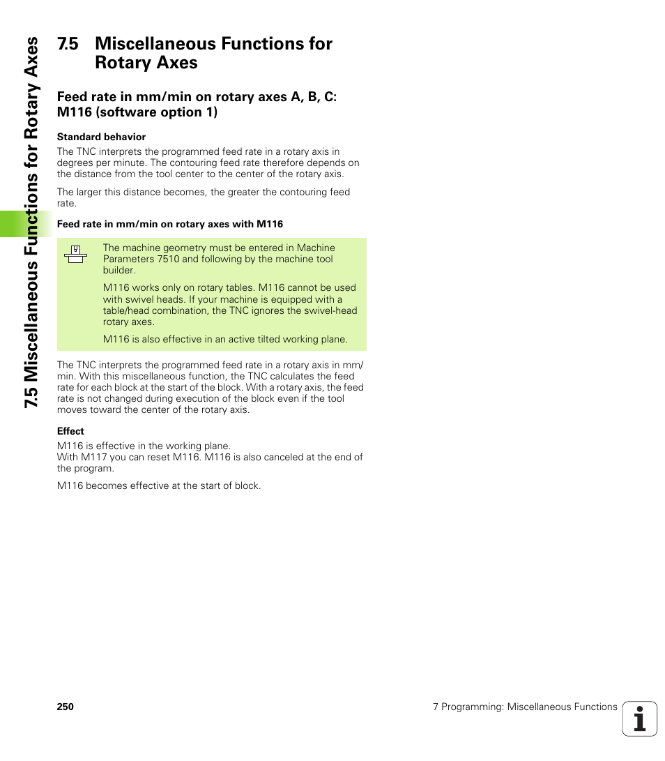 5 miscellaneous functions for rotary axes | HEIDENHAIN iTNC 530 (340 49x-01) User Manual | Page 250 / 653