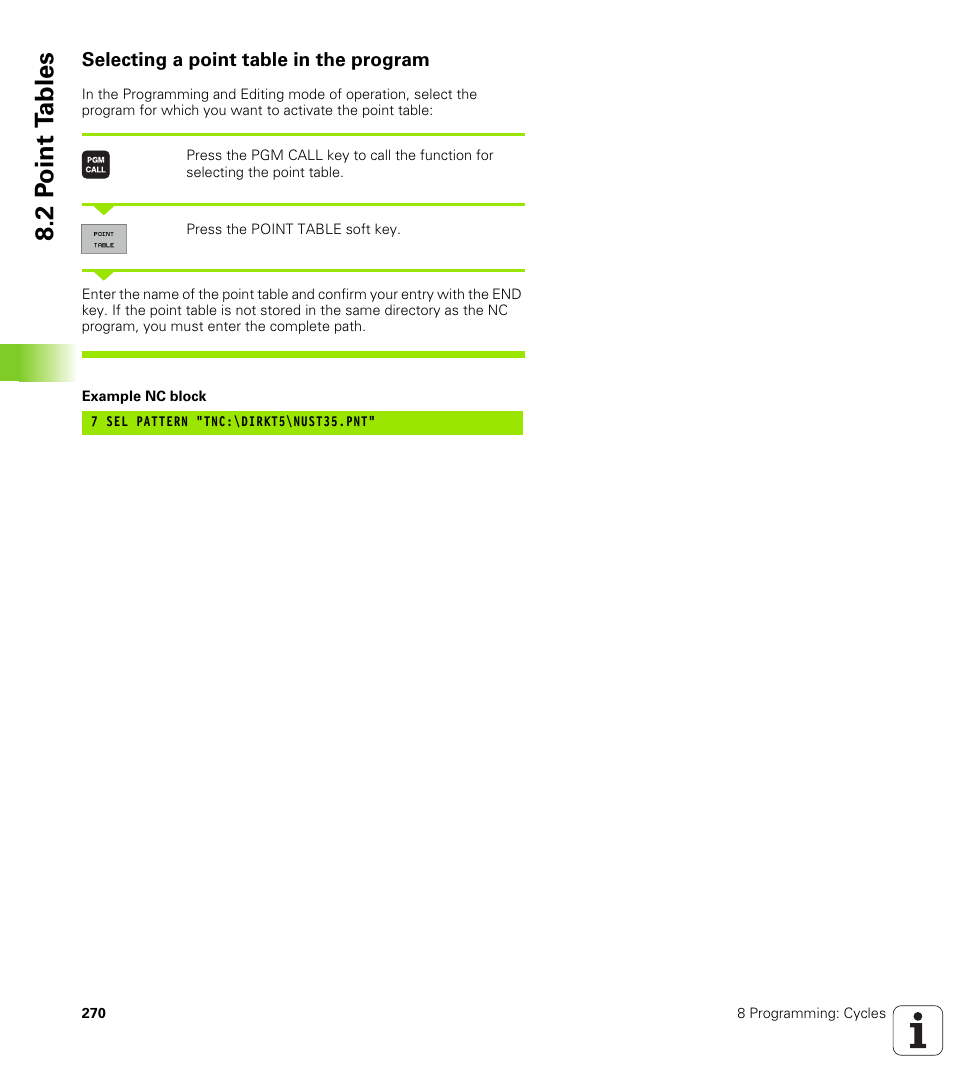 Selecting a point table in the program, 2 p o int t a bles | HEIDENHAIN iTNC 530 (340 49x-01) User Manual | Page 270 / 653