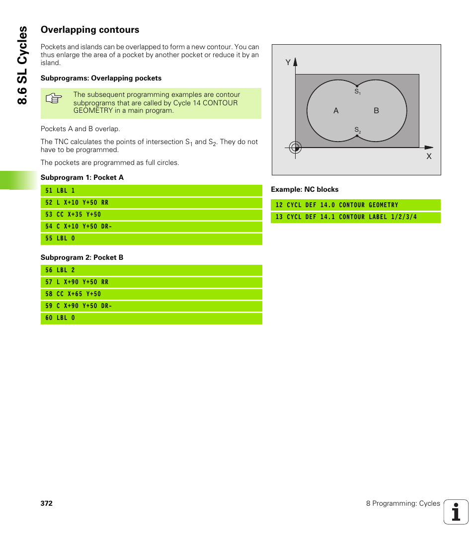 Overlapping contours, 6 sl cy cles | HEIDENHAIN iTNC 530 (340 49x-01) User Manual | Page 372 / 653