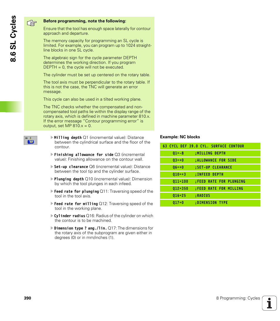 6 sl cy cles | HEIDENHAIN iTNC 530 (340 49x-01) User Manual | Page 390 / 653