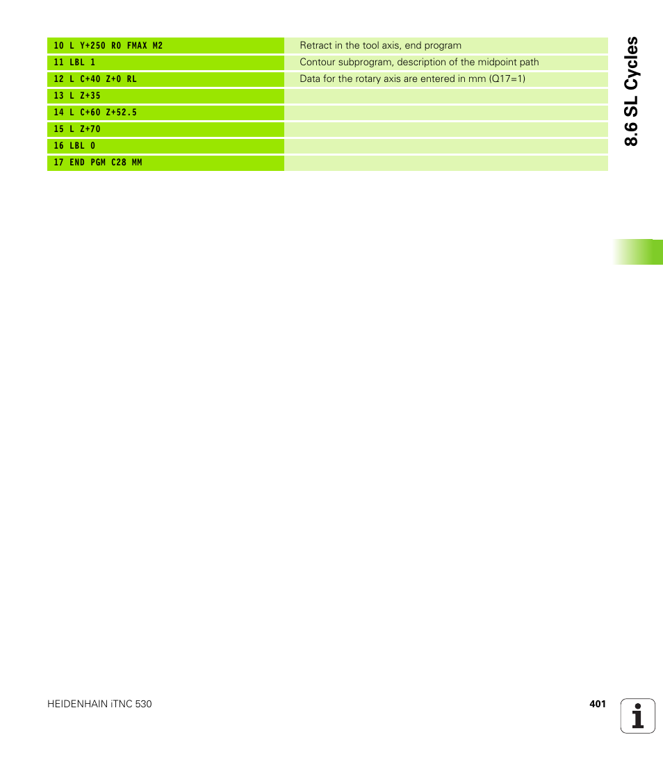 6 sl cy cles | HEIDENHAIN iTNC 530 (340 49x-01) User Manual | Page 401 / 653