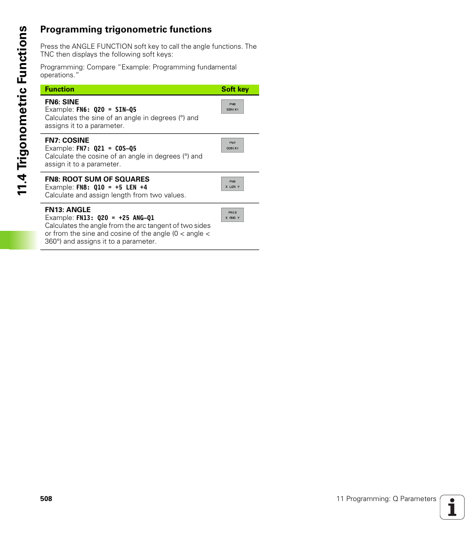 Programming trigonometric functions, 4 t rig onometr ic f unctions | HEIDENHAIN iTNC 530 (340 49x-01) User Manual | Page 508 / 653