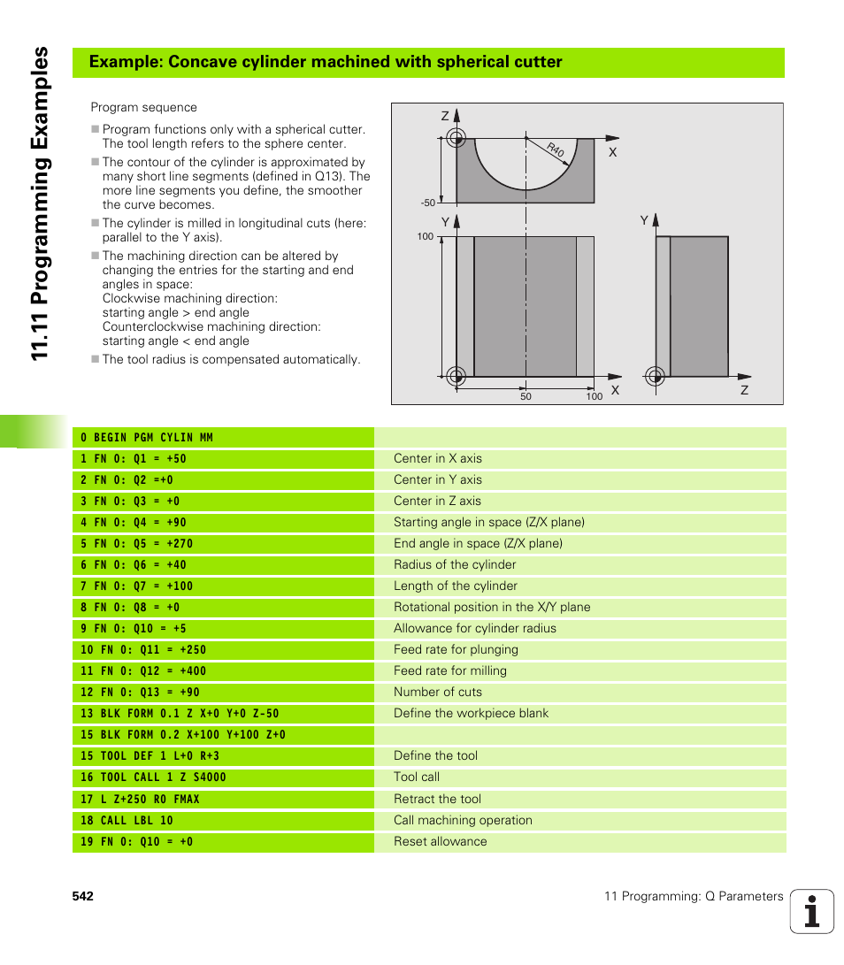 1 1 pr ogr amming examples | HEIDENHAIN iTNC 530 (340 49x-01) User Manual | Page 542 / 653