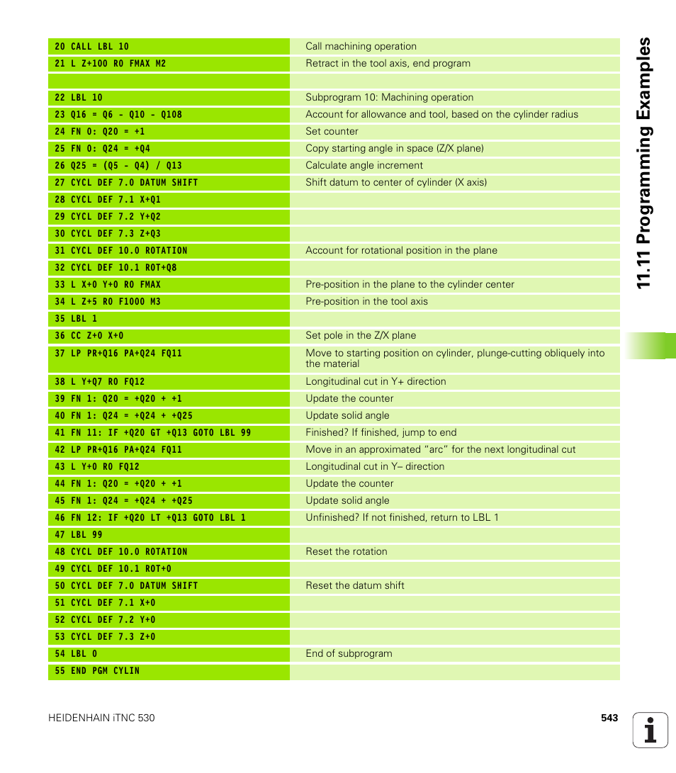 1 1 pr ogr amming examples | HEIDENHAIN iTNC 530 (340 49x-01) User Manual | Page 543 / 653