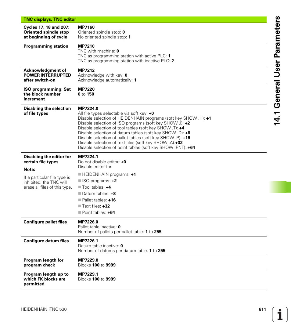1 gener a l user p a ra met e rs | HEIDENHAIN iTNC 530 (340 49x-01) User Manual | Page 611 / 653