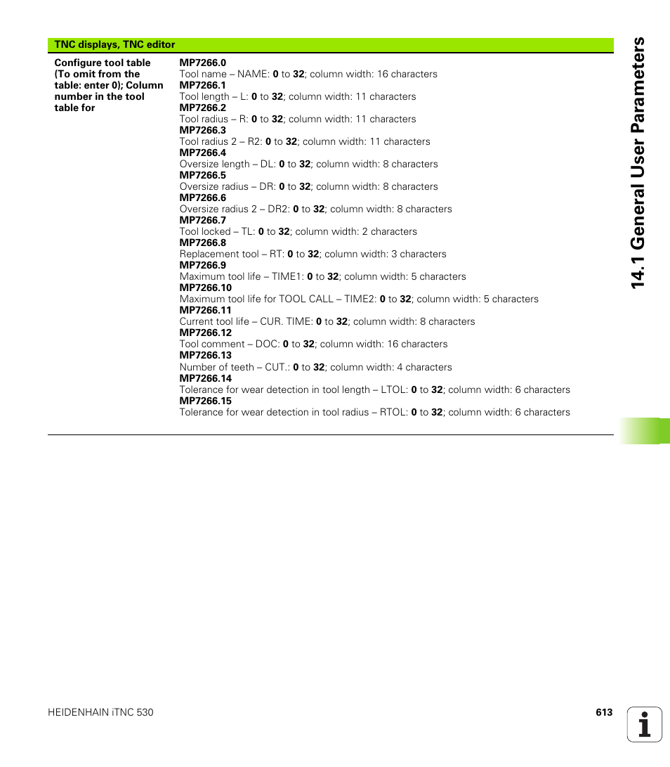 1 gener a l user p a ra met e rs | HEIDENHAIN iTNC 530 (340 49x-01) User Manual | Page 613 / 653