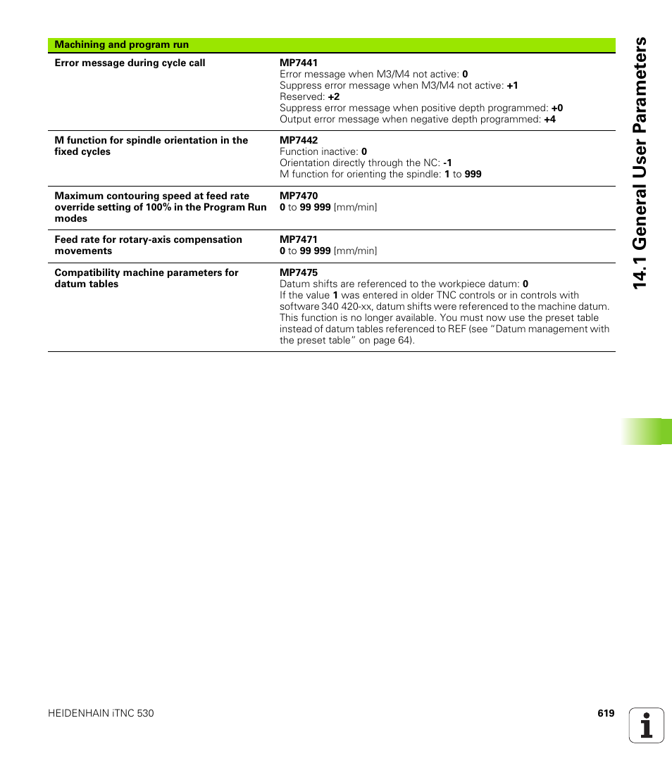 1 gener a l user p a ra met e rs | HEIDENHAIN iTNC 530 (340 49x-01) User Manual | Page 619 / 653