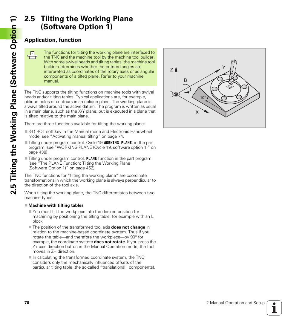 5 tilting the working plane (software option 1), Application, function | HEIDENHAIN iTNC 530 (340 49x-01) User Manual | Page 70 / 653