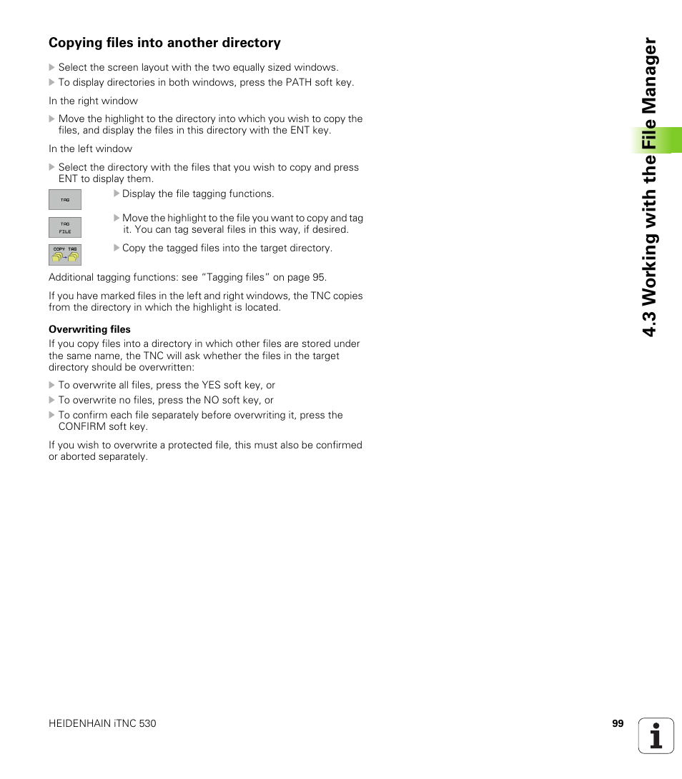 Copying files into another directory, 3 w o rk ing with the file manag e r | HEIDENHAIN iTNC 530 (340 49x-01) User Manual | Page 99 / 653