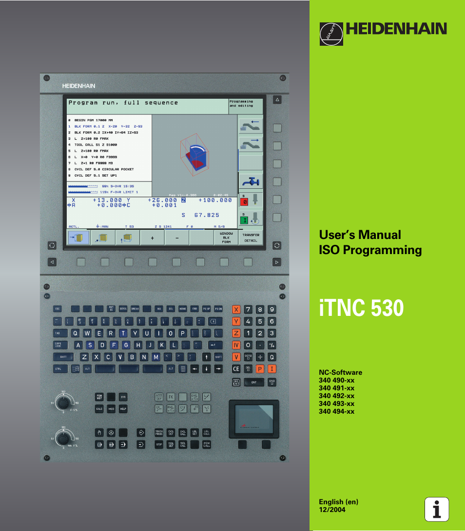 HEIDENHAIN iTNC 530 (340 49x-01) ISO programming User Manual | 577 pages