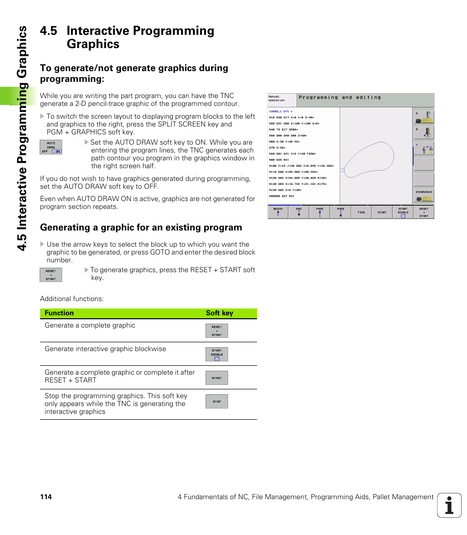 5 interactive programming graphics, Generating a graphic for an existing program | HEIDENHAIN iTNC 530 (340 49x-01) ISO programming User Manual | Page 114 / 577