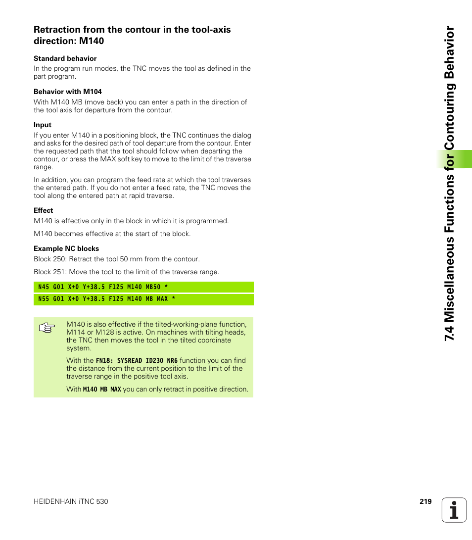 HEIDENHAIN iTNC 530 (340 49x-01) ISO programming User Manual | Page 219 / 577