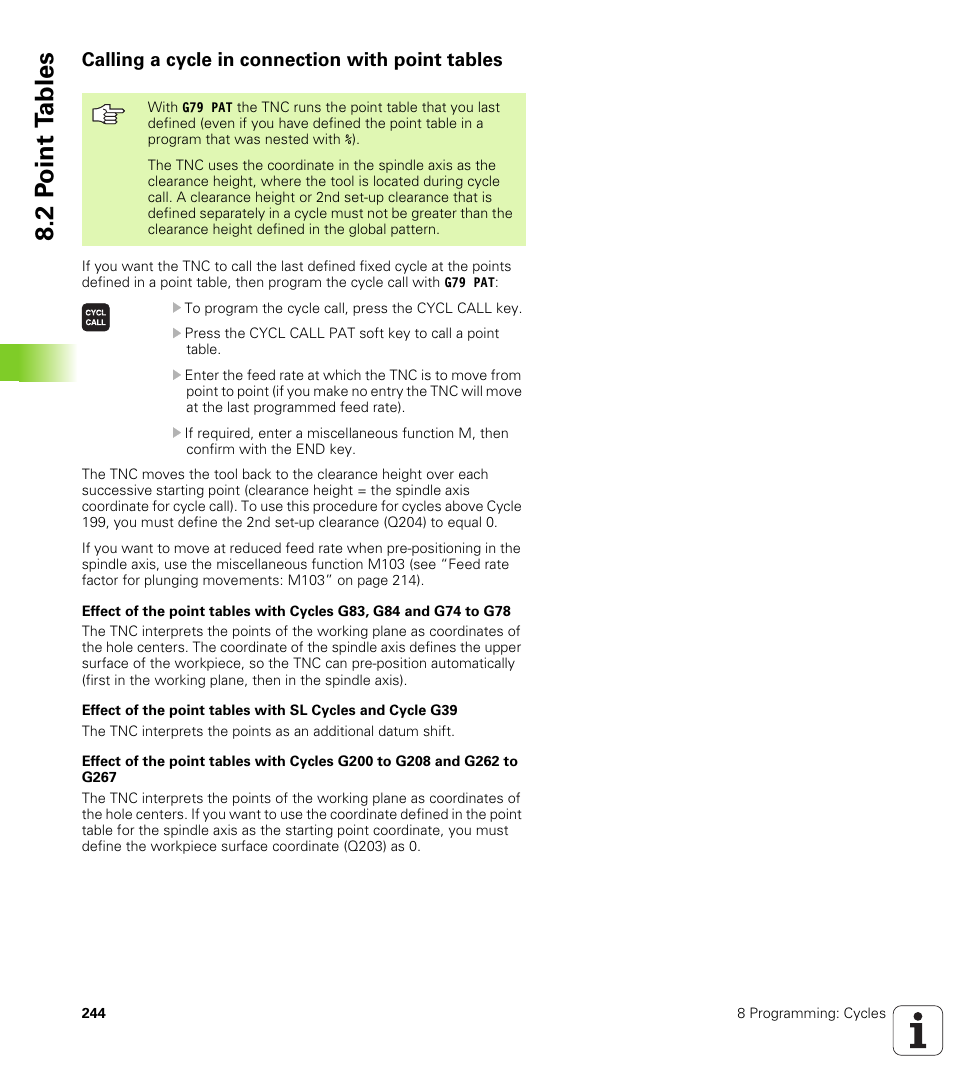 Calling a cycle in connection with point tables, 2 p o int t a bles | HEIDENHAIN iTNC 530 (340 49x-01) ISO programming User Manual | Page 244 / 577
