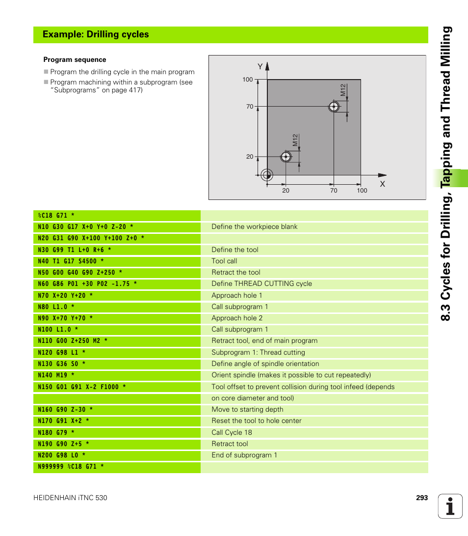 Example: drilling cycles | HEIDENHAIN iTNC 530 (340 49x-01) ISO programming User Manual | Page 293 / 577