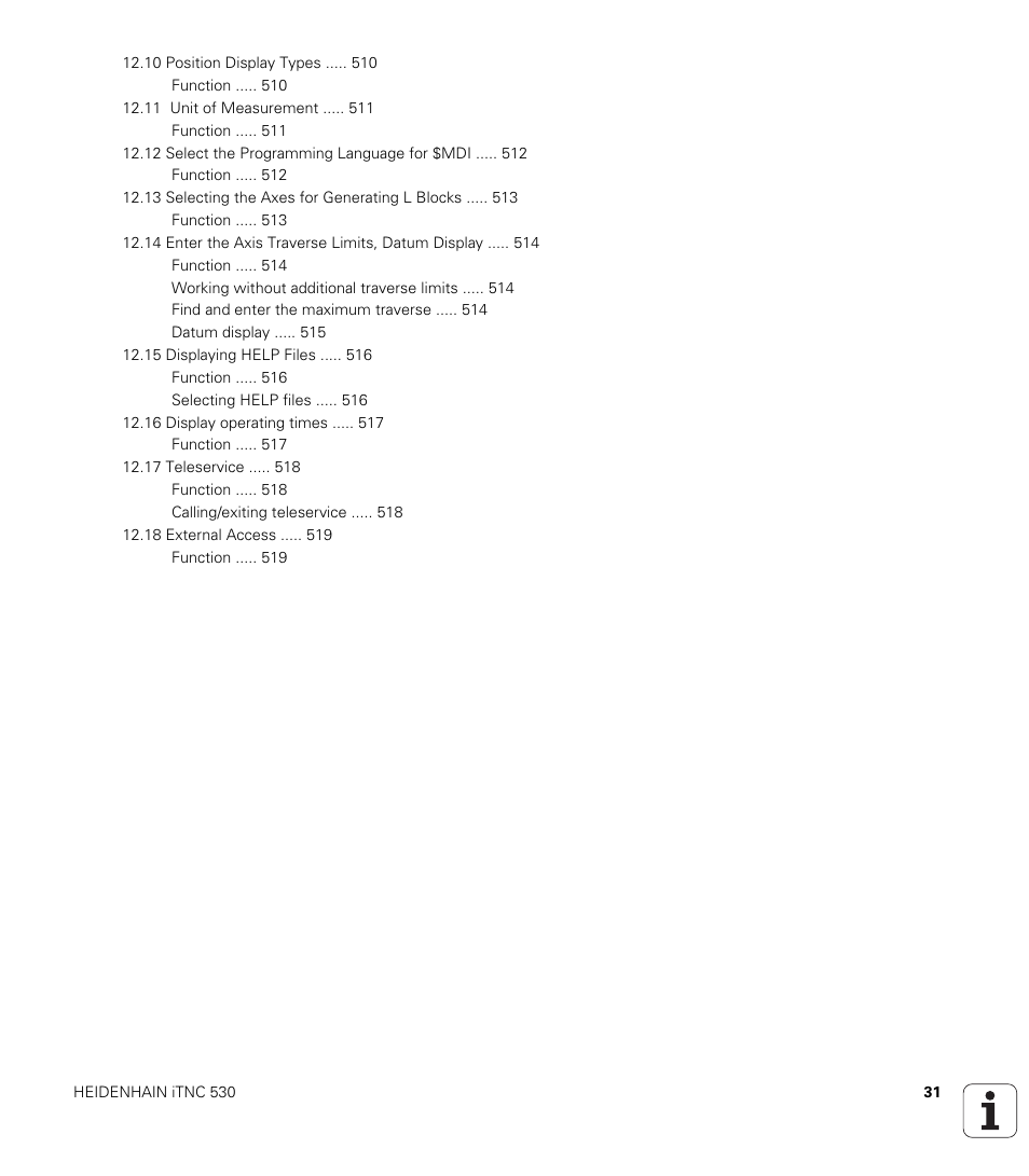 HEIDENHAIN iTNC 530 (340 49x-01) ISO programming User Manual | Page 31 / 577